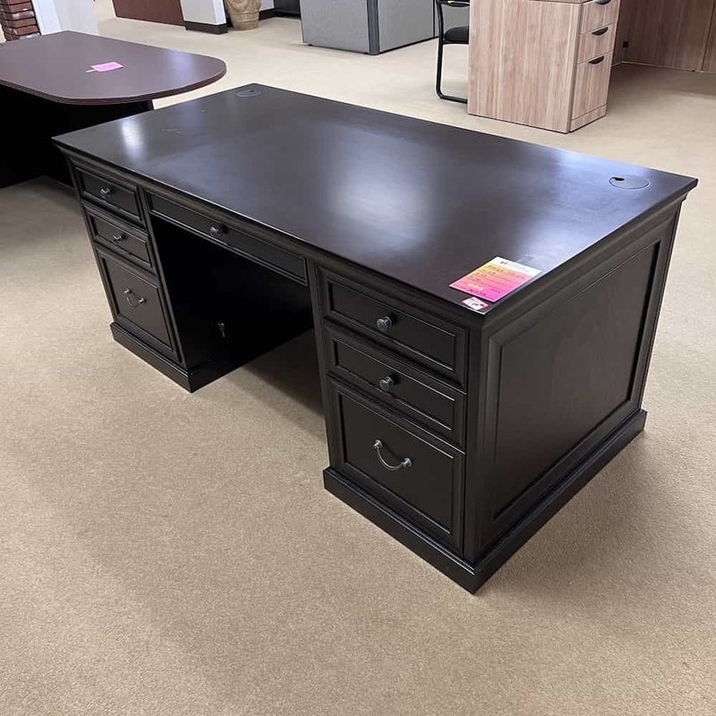 68″ Markle Collection Espresso Transitional Executive Desk Office Furniture Liquidations