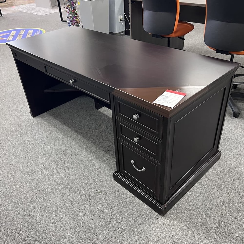 68 x 28″ Martin Espresso Executive Traditional Desk – Missing Left Return Office Furniture Liquidations