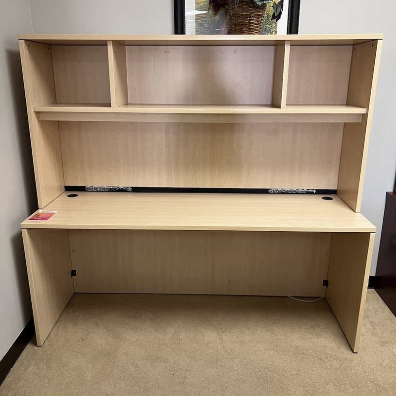 71″ Maple Credenza Desk Shell with Hutch Office Furniture Liquidations