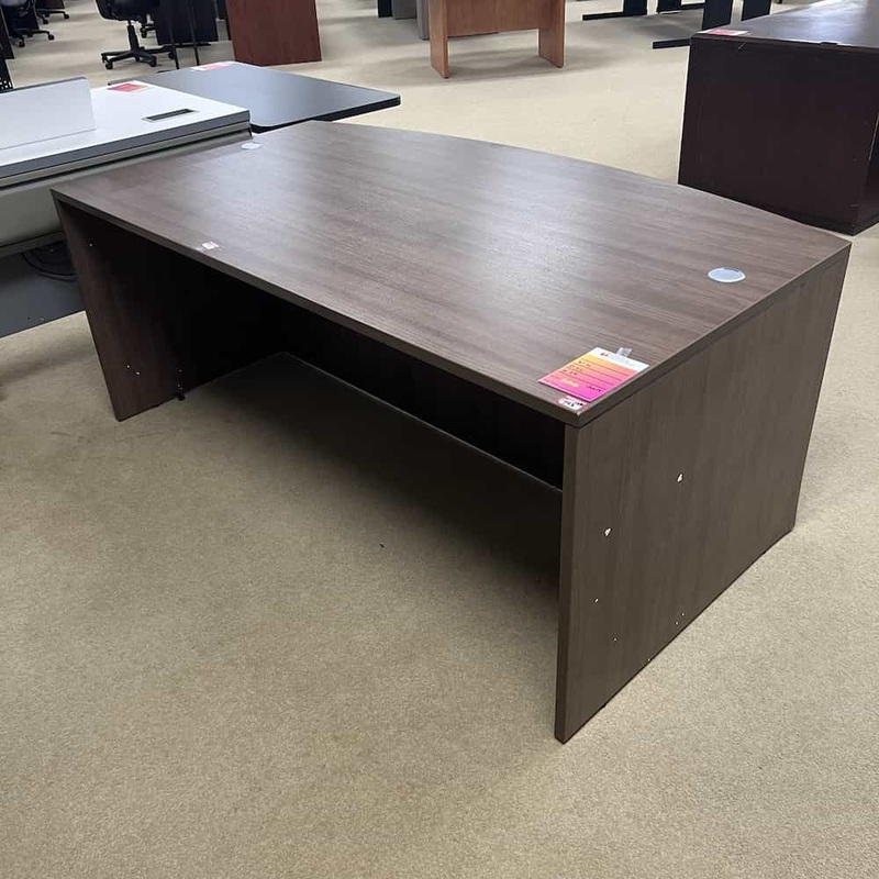 71″ Walnut BowFront Desk Shell Office Furniture Liquidations