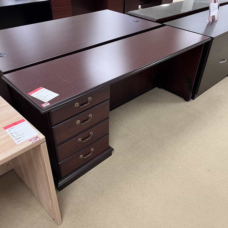 71″ x 21″ Indiana Furniture Mahogany Credenza Desk with Box/Box/File on Left Side Office Furniture Liquidations