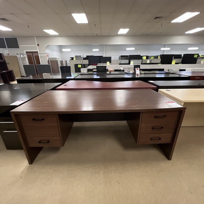 71″ x 35″ Mill Craft Walnut Laminate Vintage Desk Office Furniture Liquidations