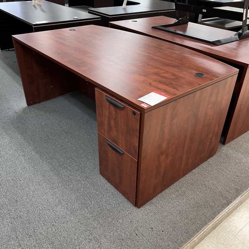 71″ x 42″ Cherry Bow Front Desk with File/File Office Furniture Liquidations