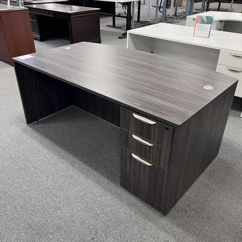 71″ x 42″ Coastal Grey Bow Front Desk with Box Box File Office Furniture Liquidations