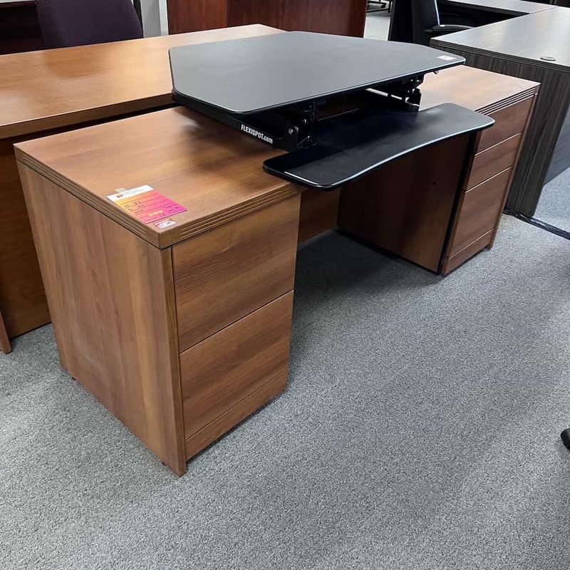 72″ Global Honey Credenza Desk with 2 Pedestals Office Furniture Liquidations