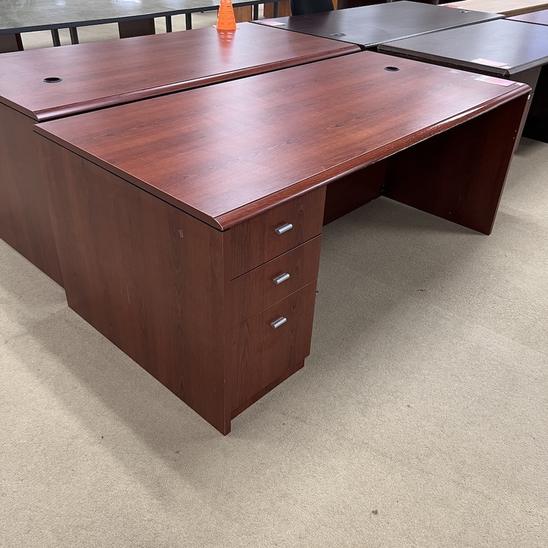 72″ Indiana Furniture Cherry Desk with One Pedestal File Office Furniture Liquidations