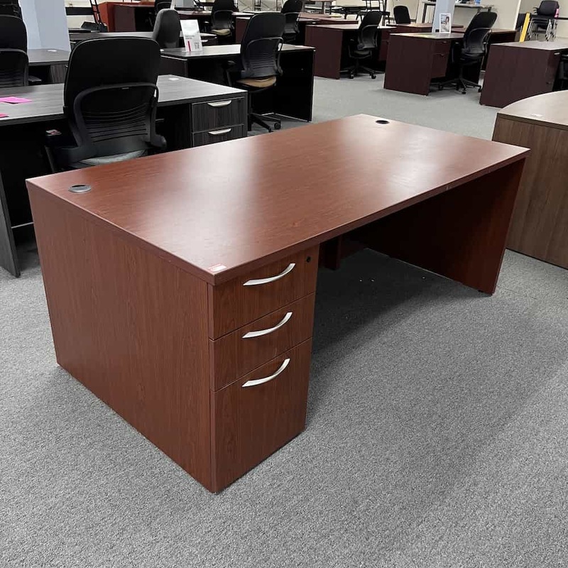 72″ Kimball Cherry Desk with 1 Pedestal File – Box/Box/File Office Furniture Liquidations