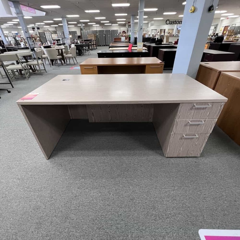 72″ OFS Washed Wood Grey Desk with Box/Box/File Office Furniture Liquidations