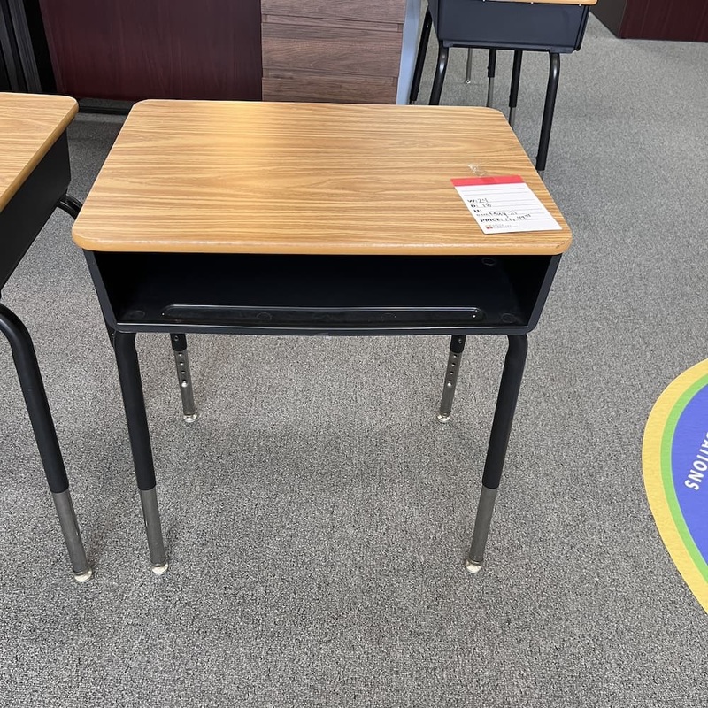 24″ x 18″ Golden Walnut Laminate and Black Student Desk with Book Box Base Office Furniture Liquidations
