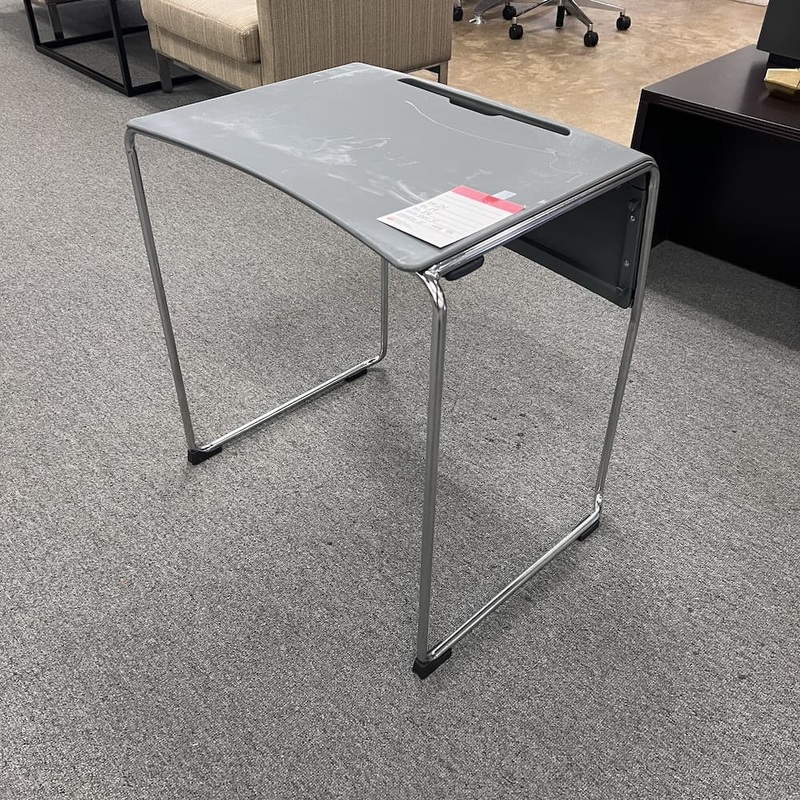 24″ x 19″ Grey and Chrome Small Desk Shell Office Furniture Liquidations