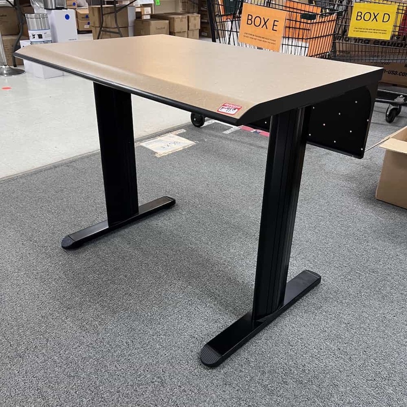 36″ Tan and Black Small Desk with Privacy Panel Office Furniture Liquidations