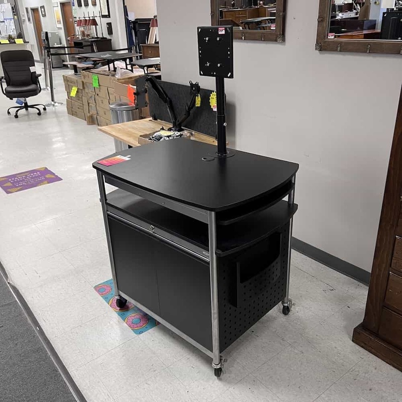 40″ Safco Scoot Black Flat Panel Multimedia Cart with Doors Office Furniture Liquidations