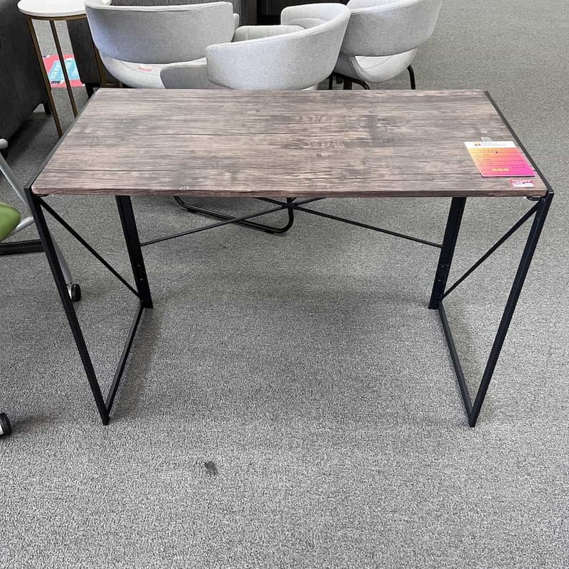 40″ Weathered Walnut and Black Folding Desk Office Furniture Liquidations