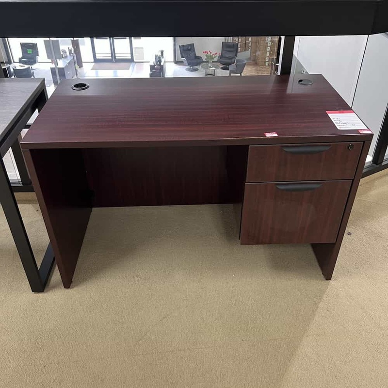 47″ x 24″ Mahogany and Black Desk with 1 Hanging Box/File Office Furniture Liquidations