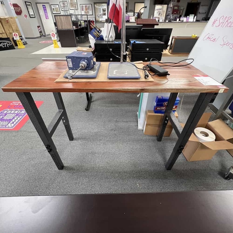 48″ x 20″ Grey Metal and Butcher Block Work Bench Office Furniture Liquidations