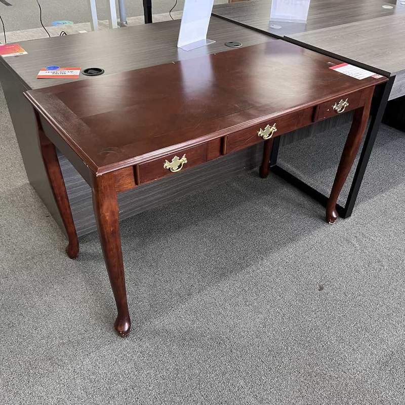 48″ x 24″ Cherry and Gold Traditional Writing Desk Office Furniture Liquidations