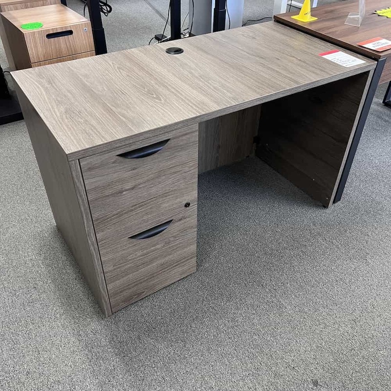 48″ x 24″ Grey Walnut Desk with File/File Office Furniture Liquidations