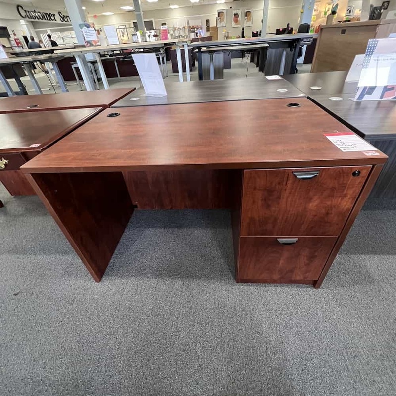 48″ x 30″ Cherry and Black Desk with File/File Office Furniture Liquidations