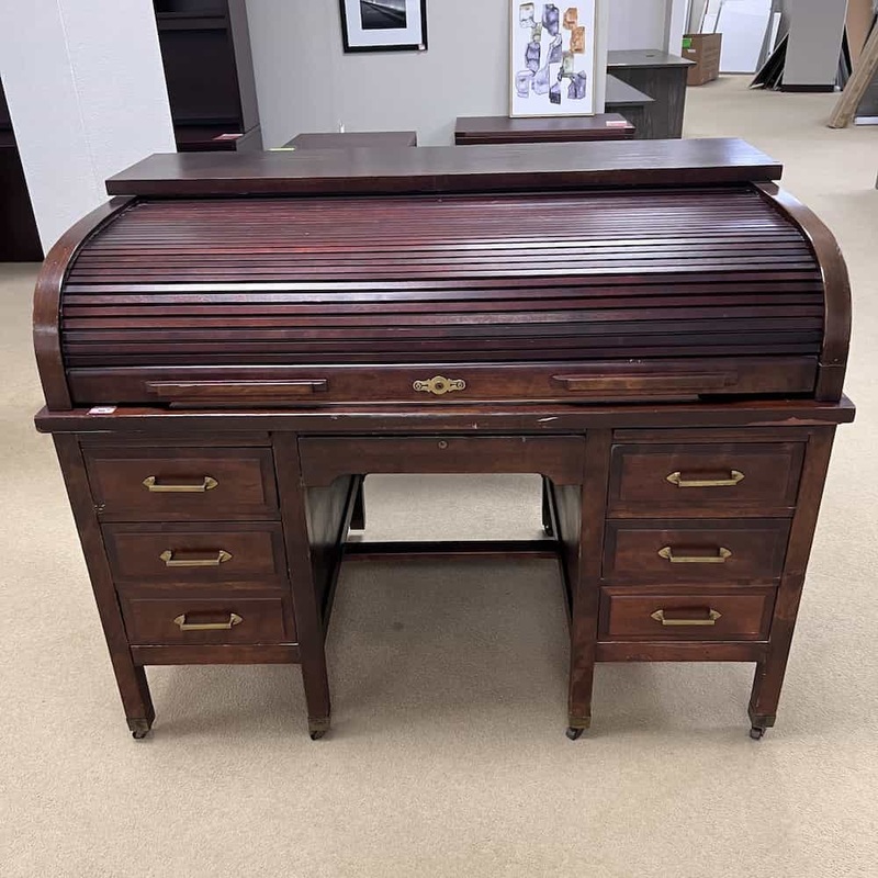 54″ Mahogany Antique Roll Top Desk Office Furniture Liquidations