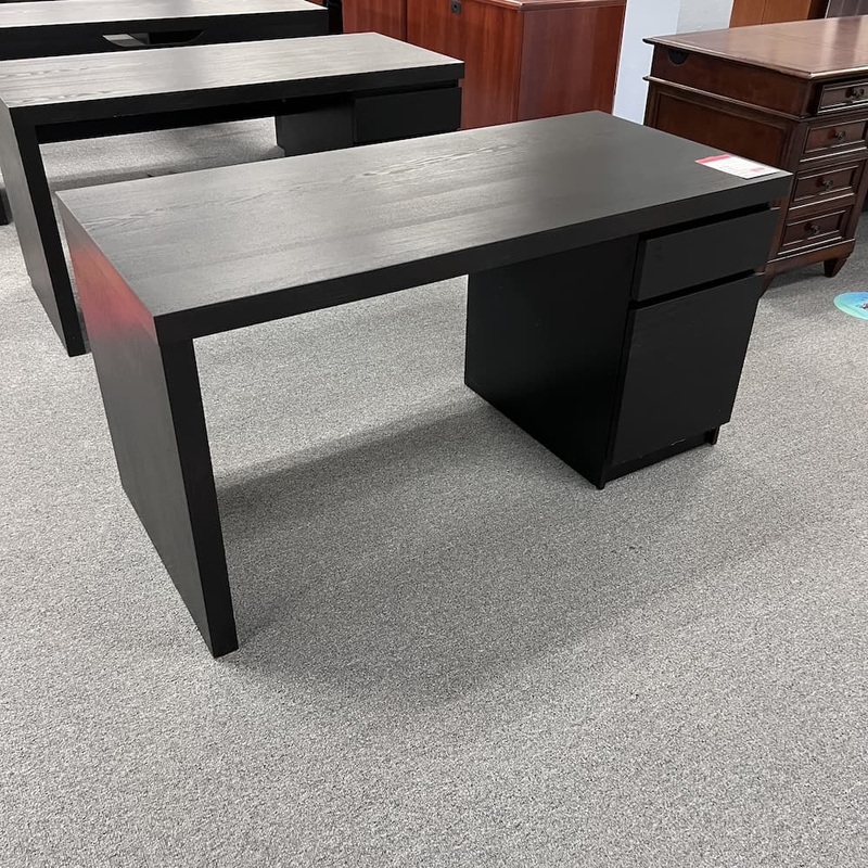 55″ x 26″ Ikea Malm Black Desk with Box/file Office Furniture Liquidations