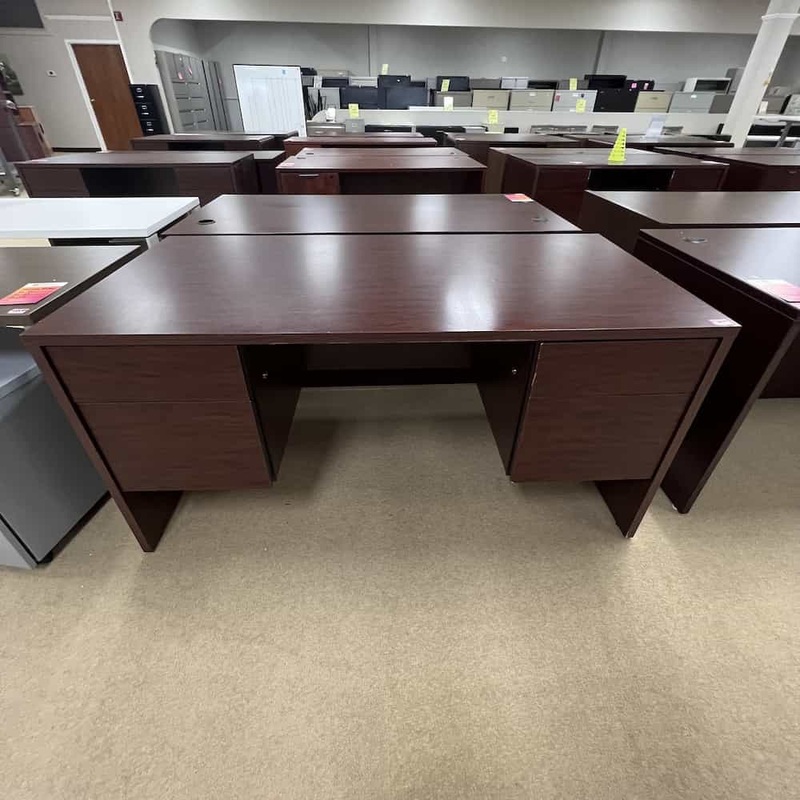 60″ Global Mahogany Desk with 2 Hanging Files Office Furniture Liquidations