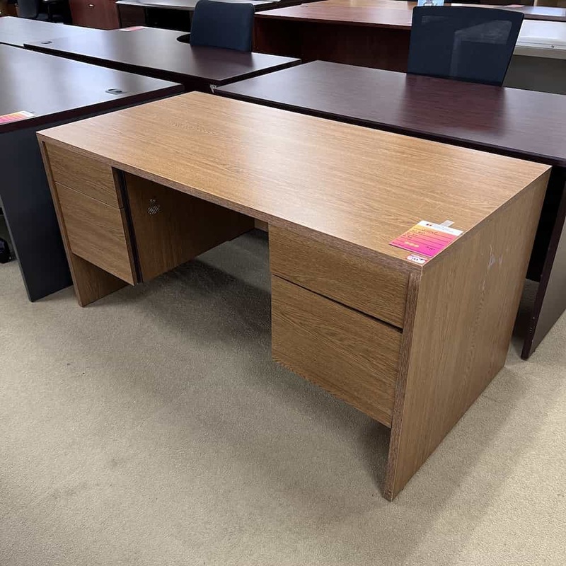 60″ Global Oak Straight Edge Desk Office Furniture Liquidations