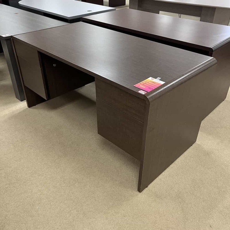 60″ Global Walnut Rounded Edge Desk Office Furniture Liquidations