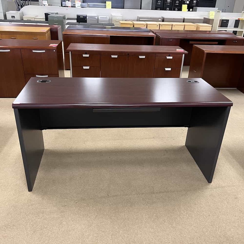 60″ HON Mahogany and Grey Credenza Desk Shell Office Furniture Liquidations