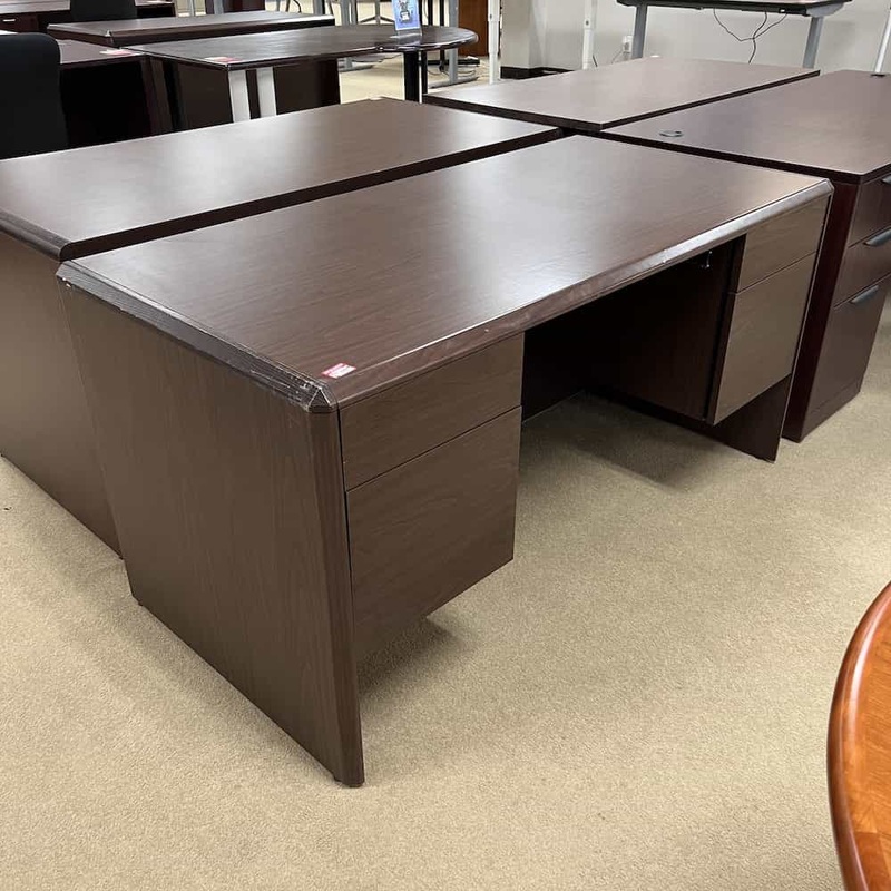60″ Hon Mahogany Desk with 2 Hanging Files Office Furniture Liquidations