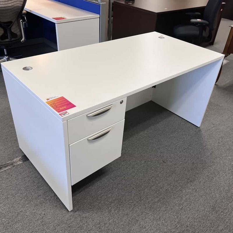 60″ White Desk with One Hanging File – Box/File Office Furniture Liquidations
