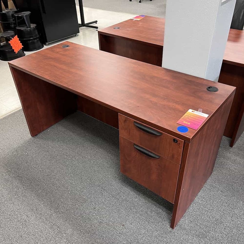 60″ x 24″ Cherry and Black Credenza Desk with Hanging File Office Furniture Liquidations