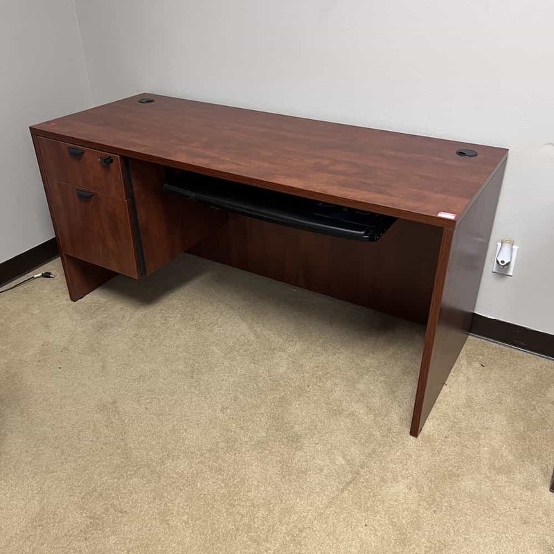 60″ x 24″ Cherry Credenza Desk with 1 Hanging Box/File Office Furniture Liquidations