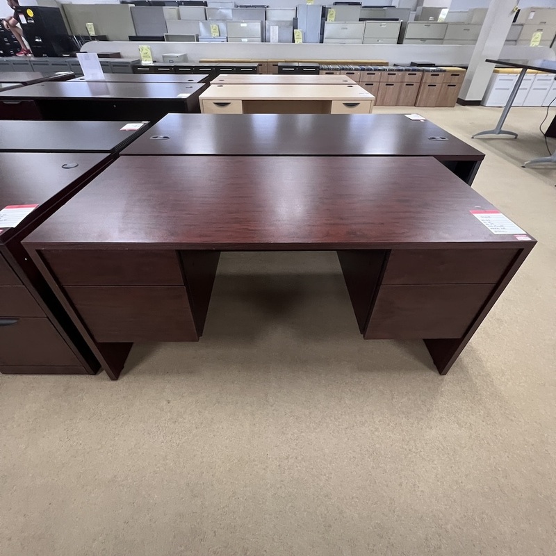 60″ x 30″ Global Mahogany Desk with 2 Hanging Files Office Furniture Liquidations