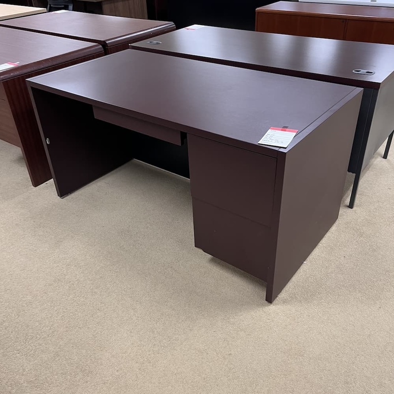 60″ x 30″ LUI Mahogany Laminate Desk with 1 Hanging File Office Furniture Liquidations