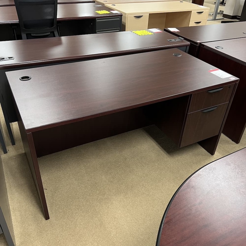 60″ x 30″ Mahogany and Black Desk with 1 Hanging File Office Furniture Liquidations
