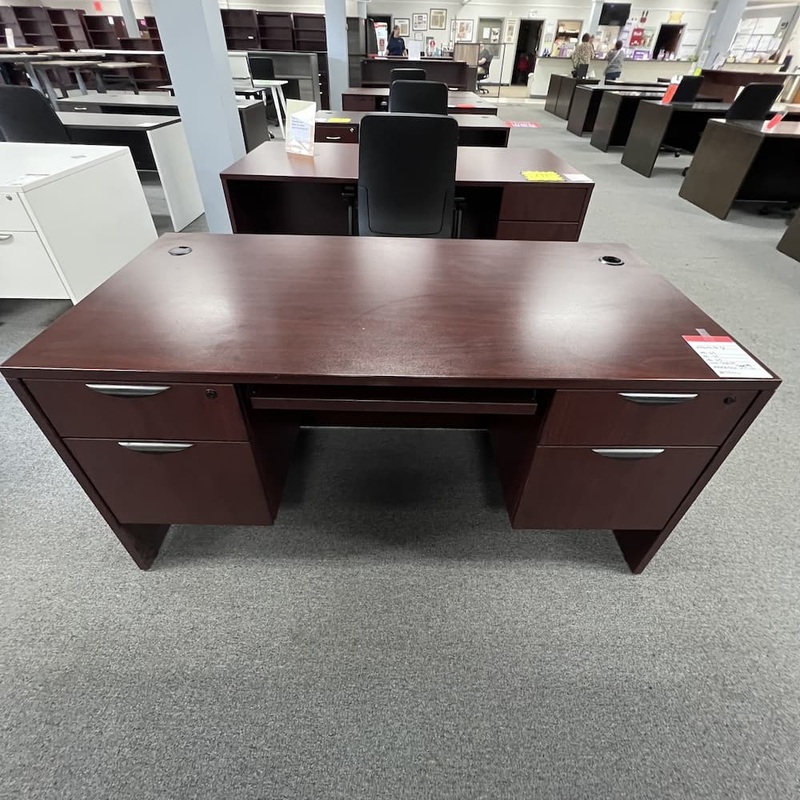 60″ x 30″ Mahogany Desk with 2 Hanging Box/Files Office Furniture Liquidations