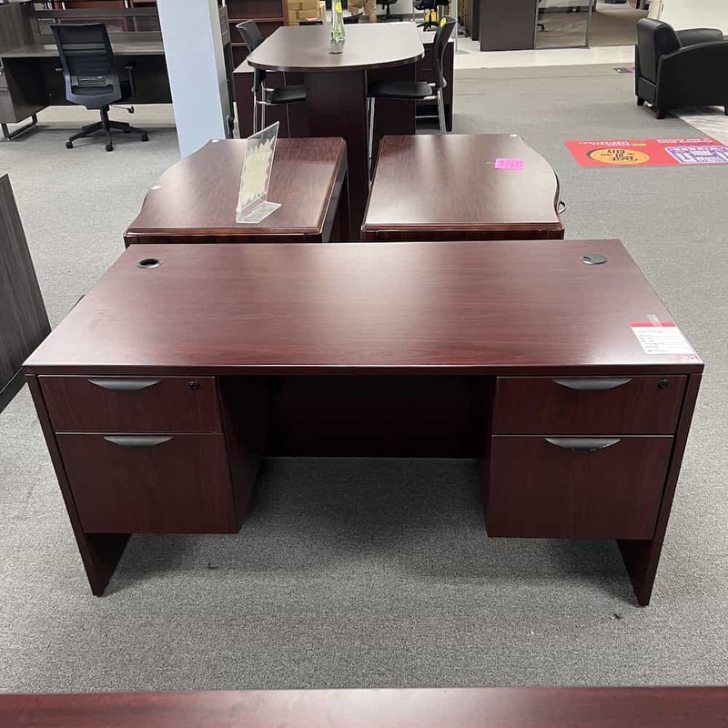 60″ x 30″ Offices to Go Mahogany and Black Desk with 2 Hanging Files Office Furniture Liquidations