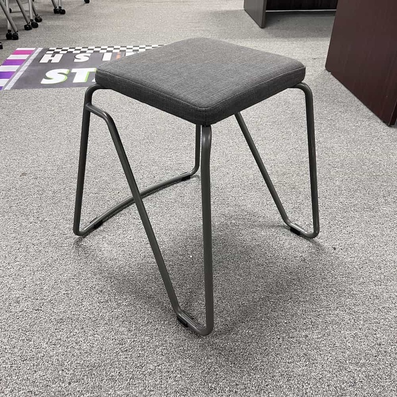 18″ High VariDesk Grey Metal Meeting Stacking Stools with Cushion – Standard Height Office Furniture Liquidations