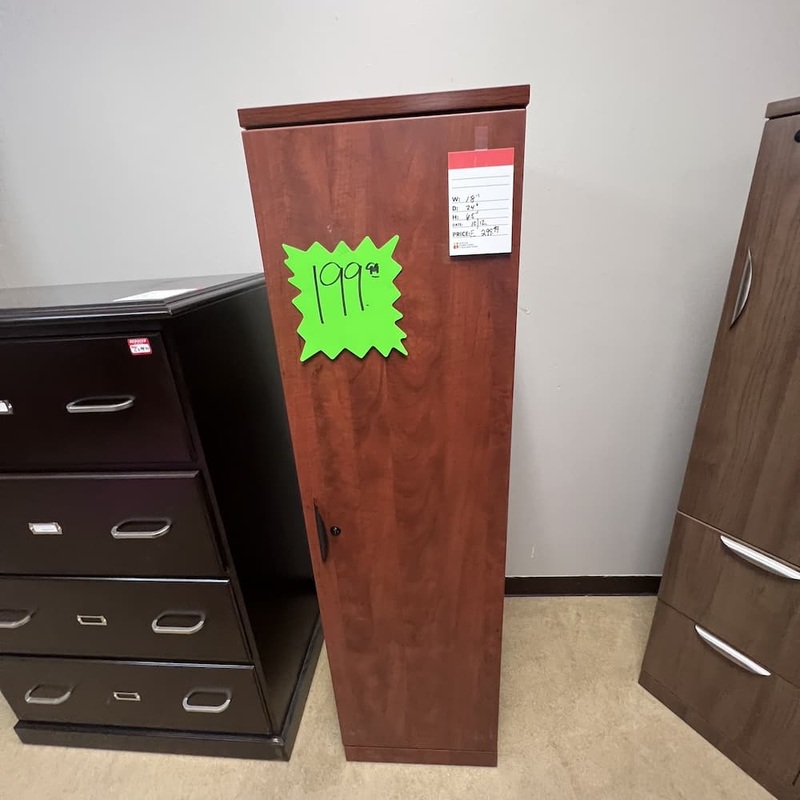 18″ W x 66″ H Cherry and Black Wardrobe Office Storage Cabinet Office Furniture Liquidations