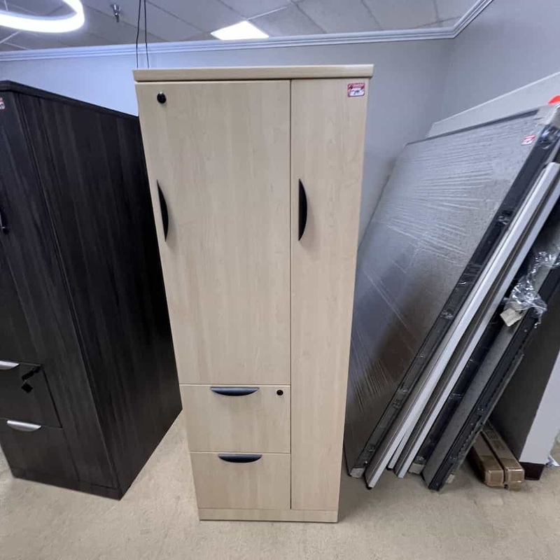 24″ W x 66″ H Maple and Black Office Wardrobe Storage Cabinet Office Furniture Liquidations