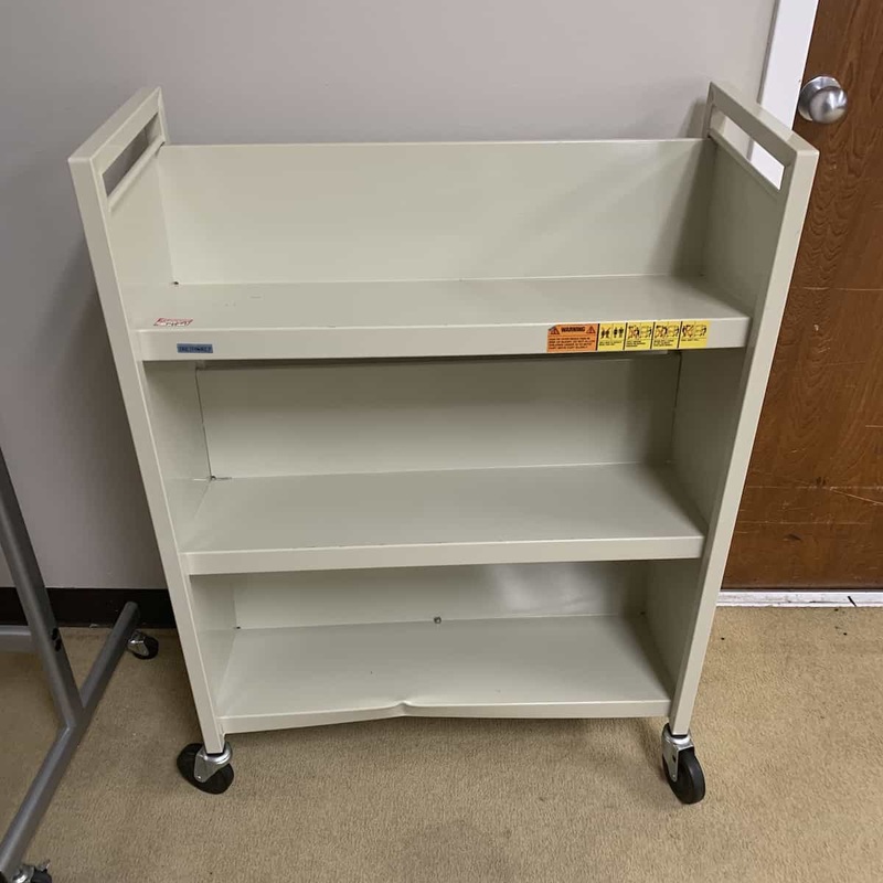 31″ Wide White Rolling Storage Cart Office Furniture Liquidations