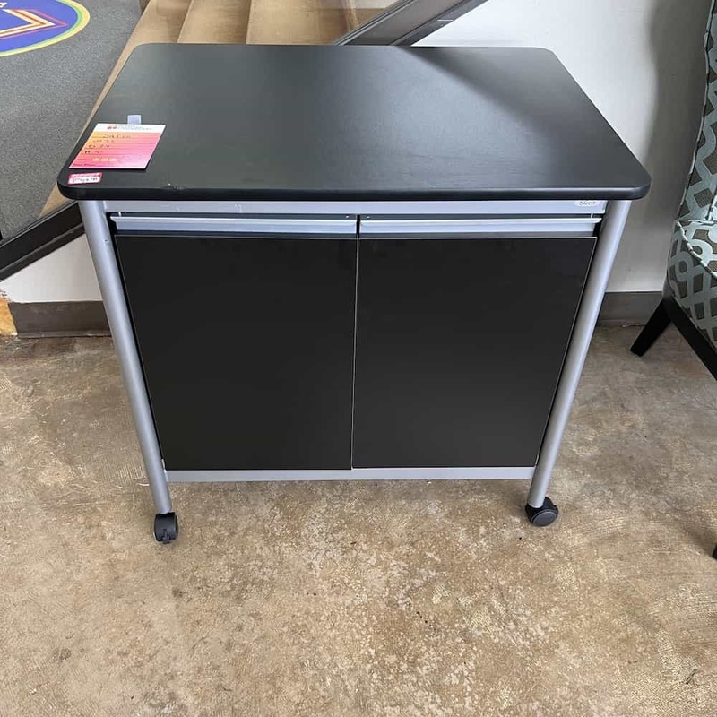 32″ Safco Black Deluxe Steel Machine Stand Storage Cart with Doors Office Furniture Liquidations