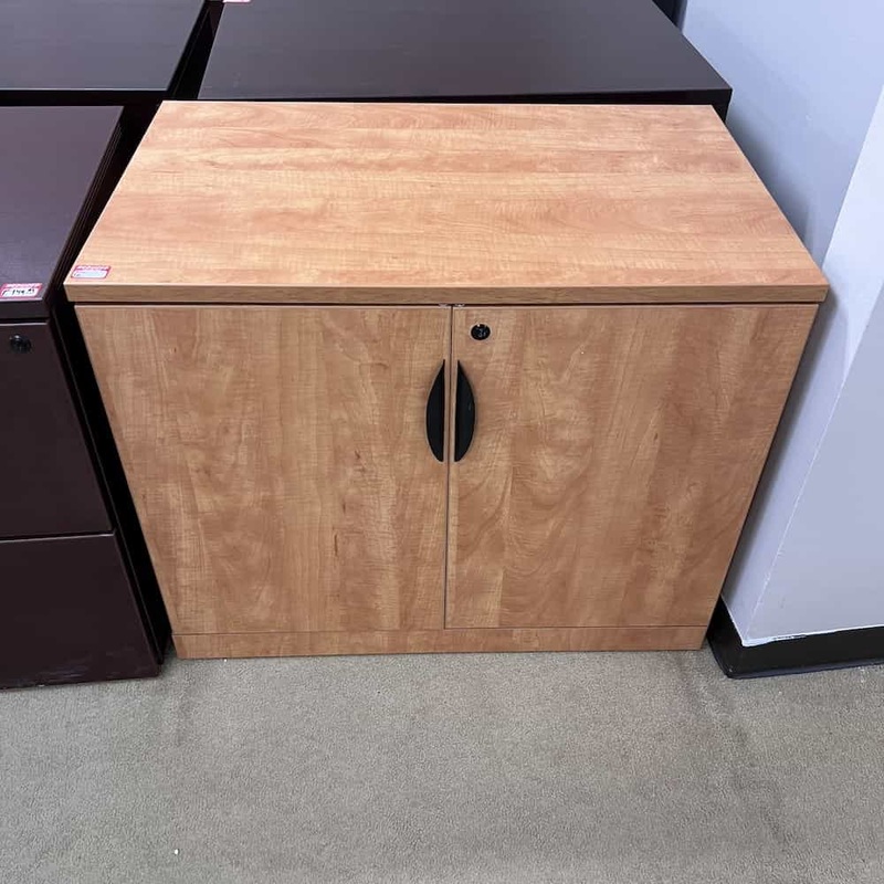 36″ W x 29 H Honey and Black Modern 2 Door Storage Cabinet Office Furniture Liquidations