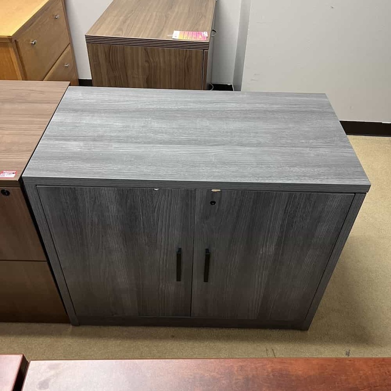 36″ W x 30″ H Hon Grey and Black 2 Door Storage Cabinet Office Furniture Liquidations