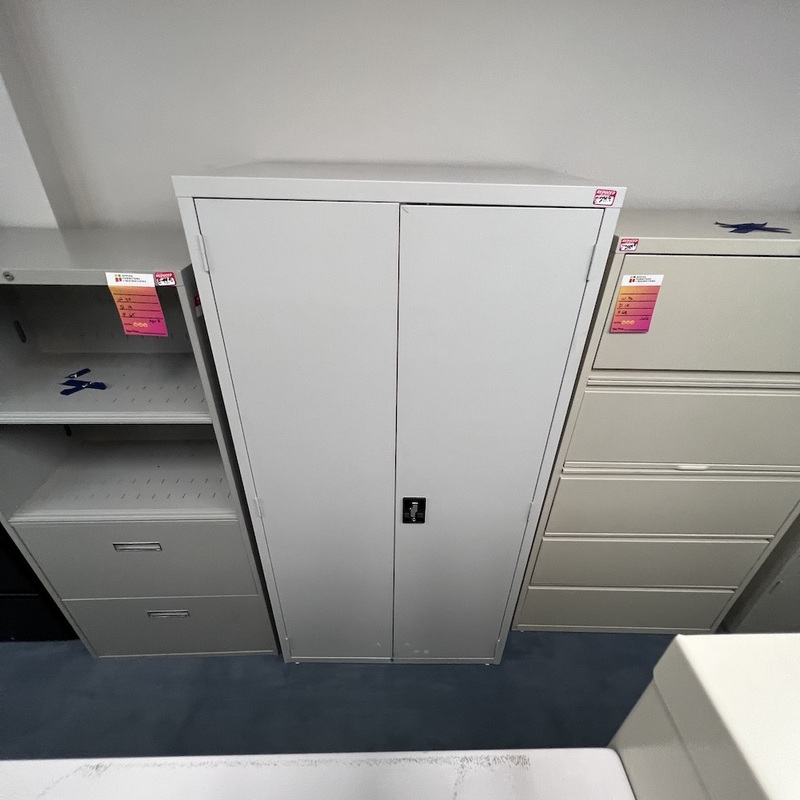 36″ W x 72″ H Light Grey Metal 2 Door Storage Cabinet Office Furniture Liquidations