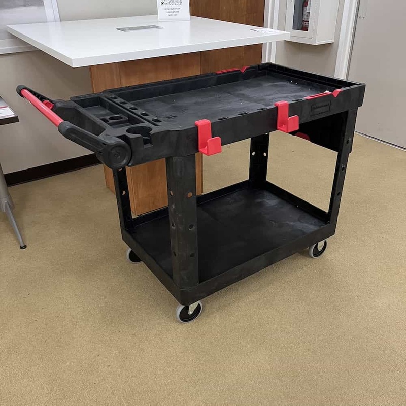 53″ x 25″ Rubbermaid Commercial Products Black Plastic Mobile Utility Cart Office Furniture Liquidations