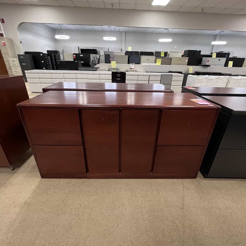 60″ Cherry Veneer Storage Cabinet Credenza Office Furniture Liquidations