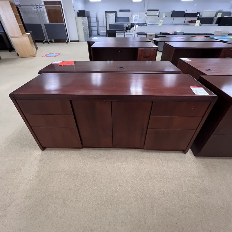 66″ x 22″ OFS Mahogany Veneer Credenza Storage Cabinet Office Furniture Liquidations