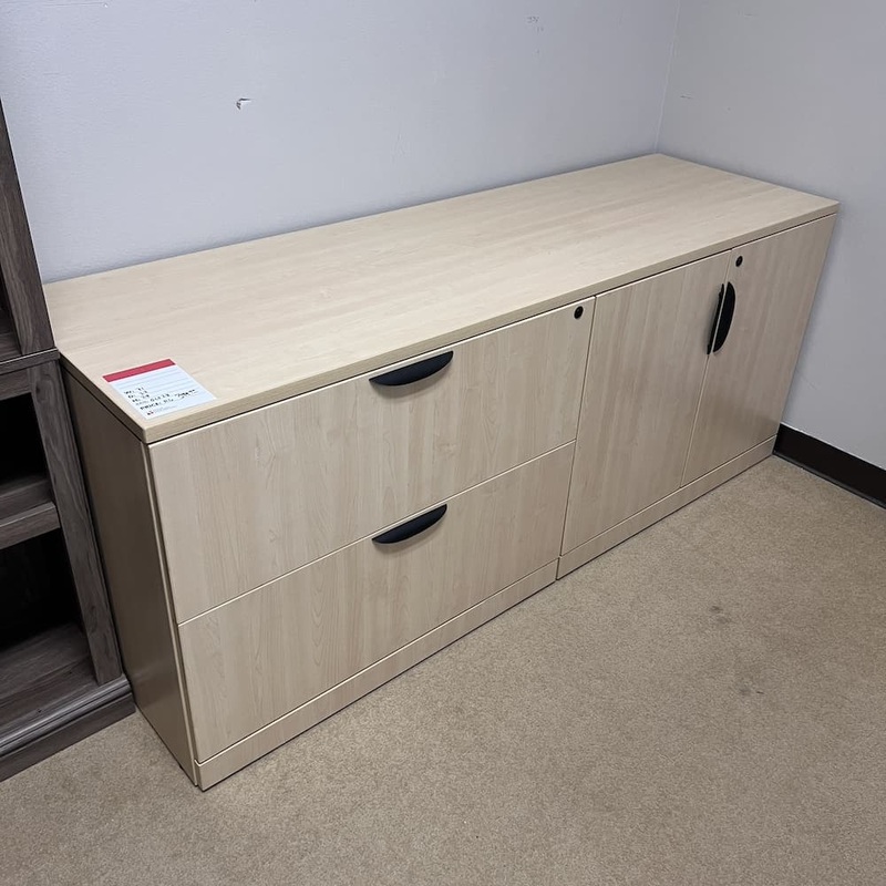 71″ x 22″ Maple Laminate Credenza Storage Cabinet With 2 Drawer Lateral Office Furniture Liquidations