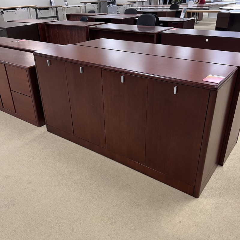 72″ Indiana Cherry 4 Door Storage Cabinet Credenza Office Furniture Liquidations